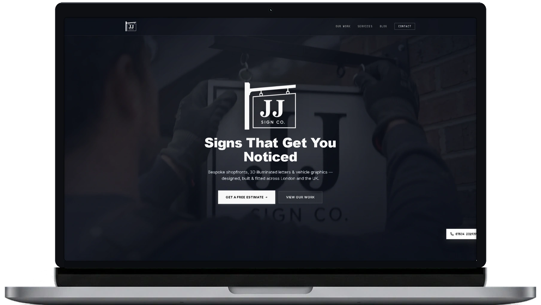 JJ Sign Company Commercial Signage Website on MacBook Pro